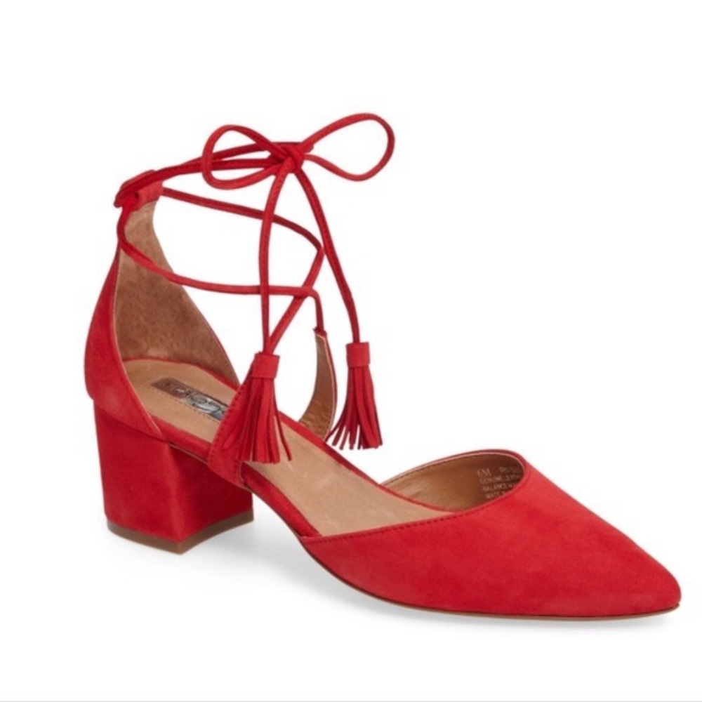 Halogen Red Suede Tassel Heel